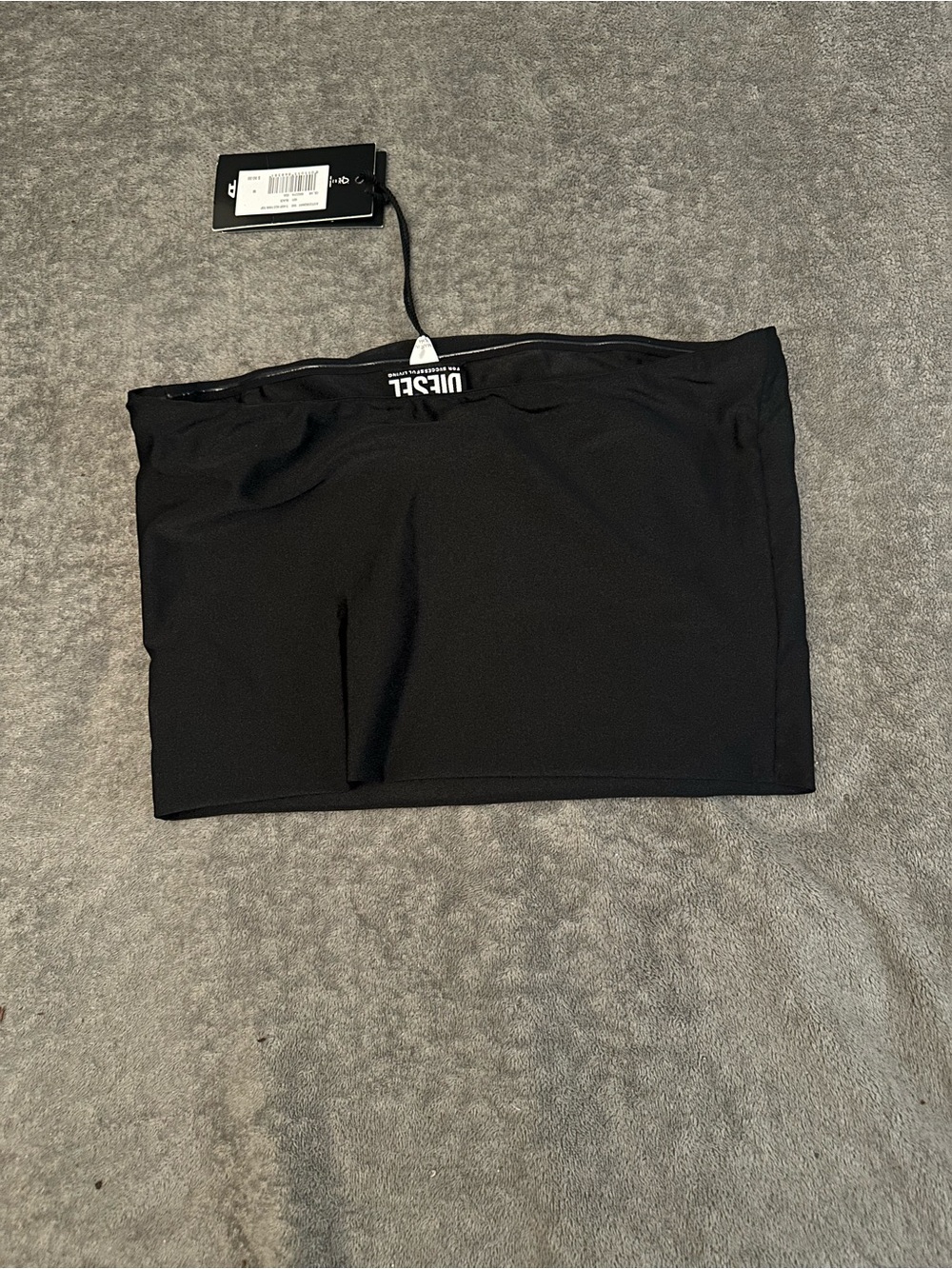 Diesel Black Bandeau Tube Top with Logo Trim